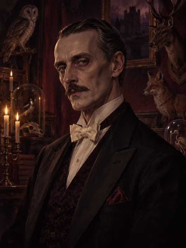 Mr. Ambrose Raven, the taxidermist with a macabre hobby
