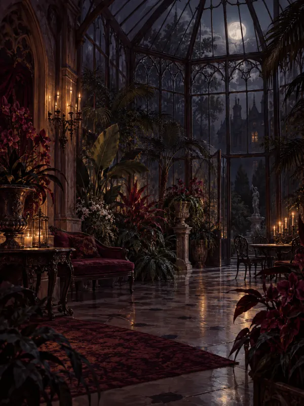 The Conservatory: A glass room filled with exotic plants