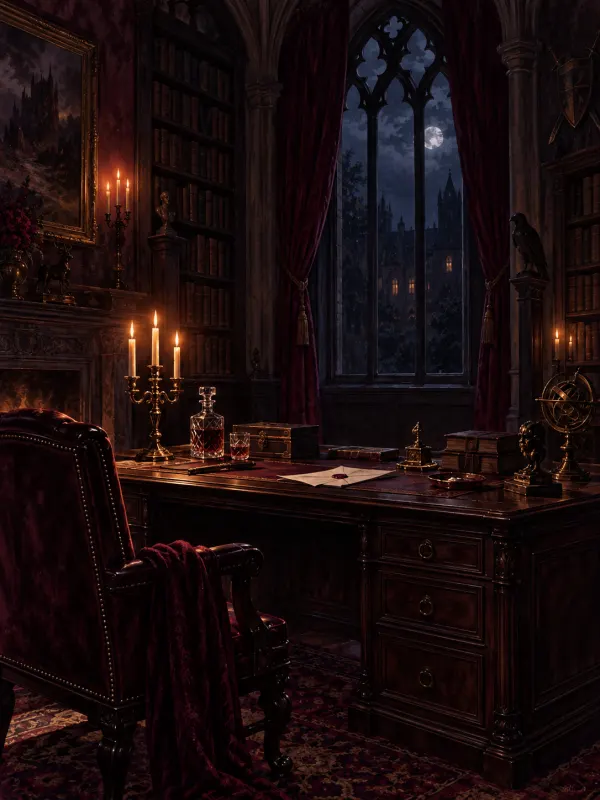The Study: A private room with a mahogany desk and secrets